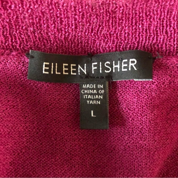 Eileen Fisher Magenta Wool Open Front Cardigan - Picture 4 of 8